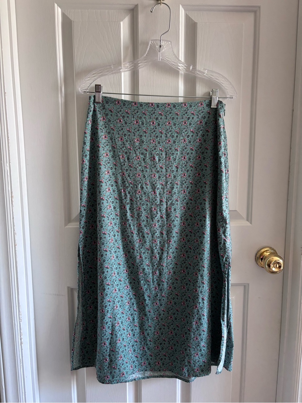 Marine Layer Green Floral Midi Maxi Skirt Side Slits Size 8